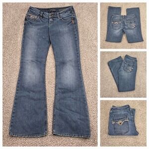 Silver Jeans Women 29x32 Blue Pioneer Flap Low Bootcut Medium Wash Stretch